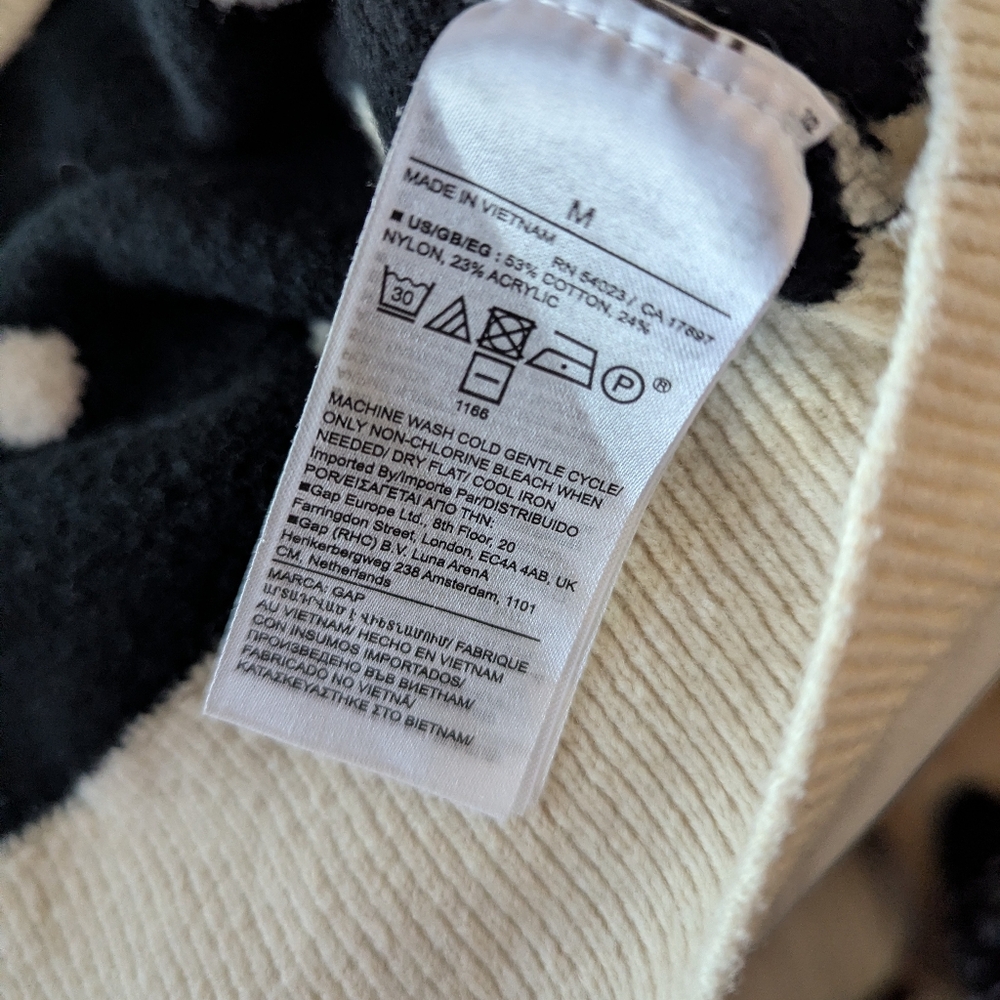 GAP Cream Crewneck Sweater with Black Polka Dots. Size M. #E20 - Picture 4 of 4